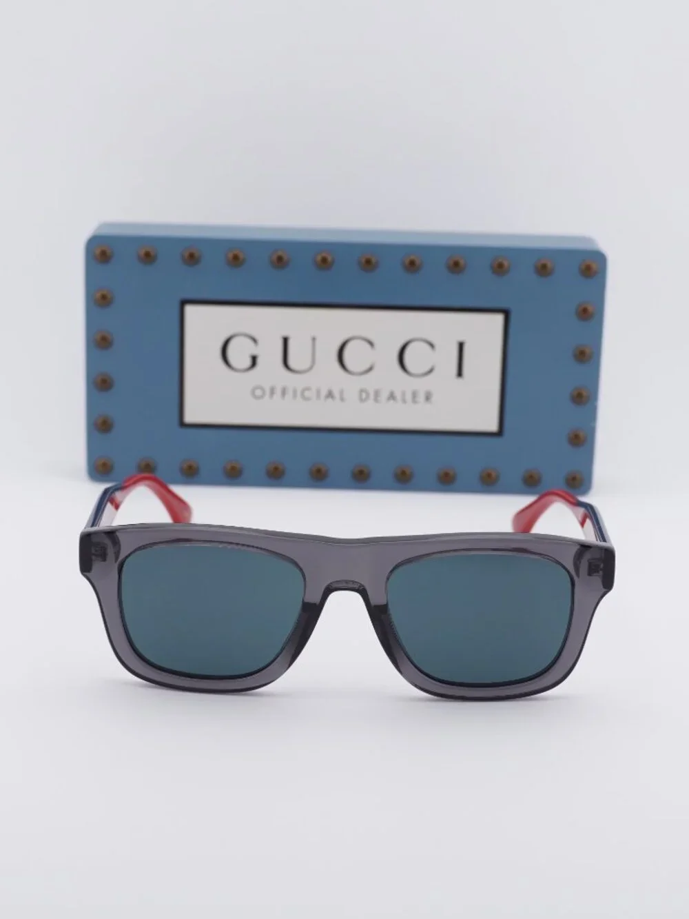 Gucci GG1991S 004 Square Sunglasses - Shiny Transparent Dark Grey/Blue